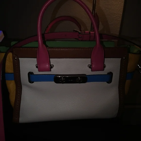 Coach Swagger 21 Rainbow Carryall Summer Shoulder Bags